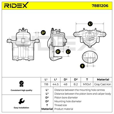 Bremssattel RIDEX 78B1206 78B1206 - foto 6