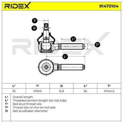 Spurstangenkopf RIDEX 914T0104 914T0104 - foto 7