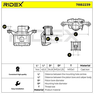Bremssattel RIDEX 78B2239 78B2239 - foto 2