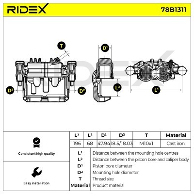 Bremssattel RIDEX 78B1311 78B1311 - foto 6