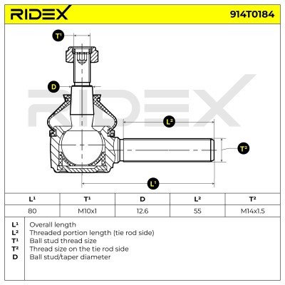 Spurstangenkopf RIDEX 914T0184 914T0184 - foto 5