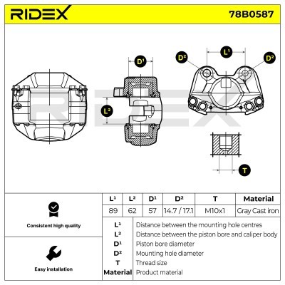 Bremssattel RIDEX 78B0587 78B0587 - foto 6