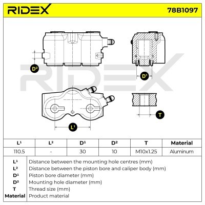 Bremssattel RIDEX 78B1097 78B1097 - foto 7
