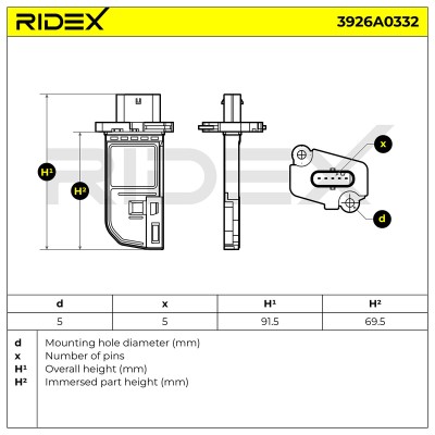 Luftmassenmesser RIDEX 3926A0332 3926A0332 - foto 6