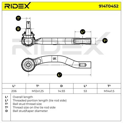 Spurstangenkopf RIDEX 914T0452 914T0452 - foto 11