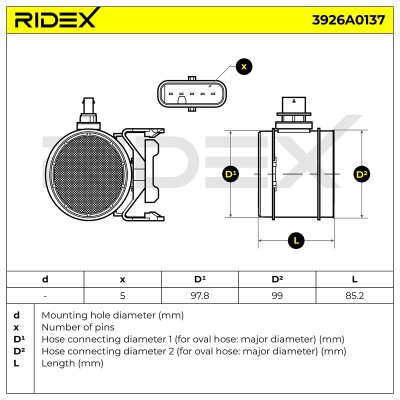 Luftmassenmesser RIDEX 3926A0137 3926A0137 - foto 6