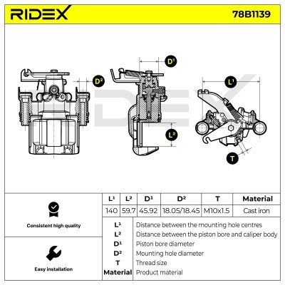 Bremssattel RIDEX 78B1139 78B1139 - foto 6