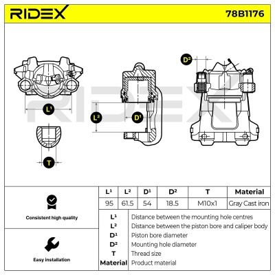 Bremssattel RIDEX 78B1176 78B1176 - foto 5