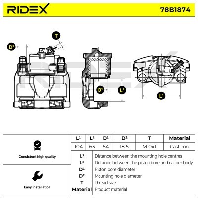 Bremssattel RIDEX 78B1874 78B1874 - foto 3