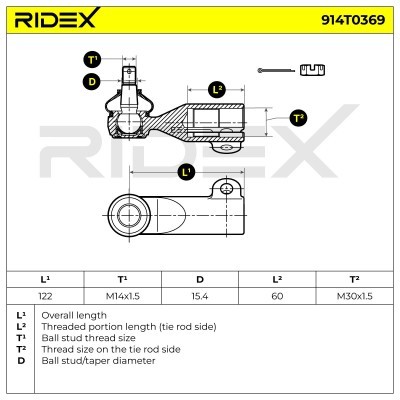 Spurstangenkopf RIDEX 914T0369 914T0369 - foto 5