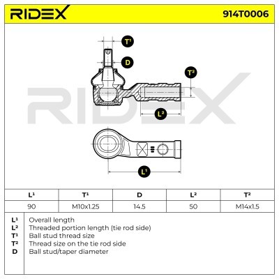 Spurstangenkopf RIDEX 914T0006 914T0006 - foto 5