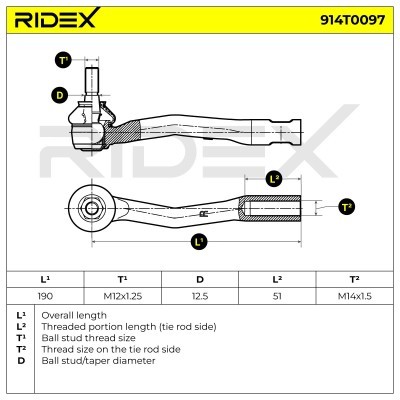 Spurstangenkopf RIDEX 914T0097 914T0097 - foto 4