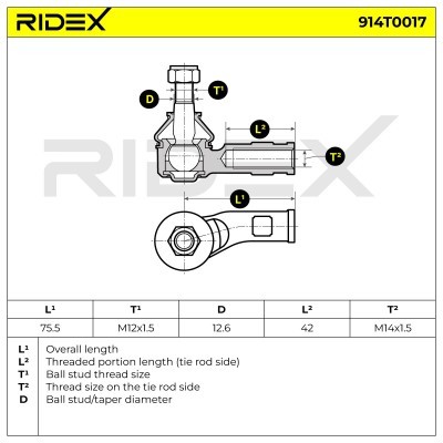 Spurstangenkopf RIDEX 914T0017 914T0017 - foto 6