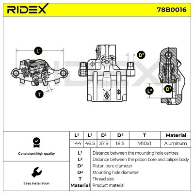 Bremssattel RIDEX 78B0016 78B0016 - foto 5