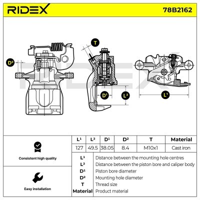 Bremssattel RIDEX 78B2162 78B2162 - foto 6
