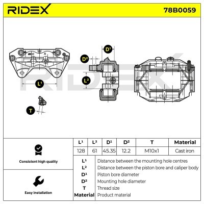 Bremssattel RIDEX 78B0059 78B0059 - foto 6