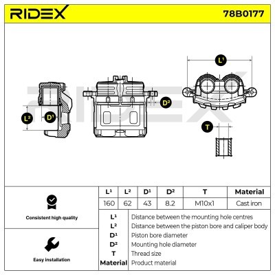 Bremssattel RIDEX 78B0177 78B0177 - foto 5
