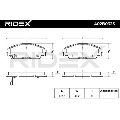Bremsbeläge Satz RIDEX 402B0325 402B0325 - foto 8