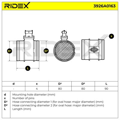 Luftmassenmesser RIDEX 3926A0163 3926A0163 - foto 7