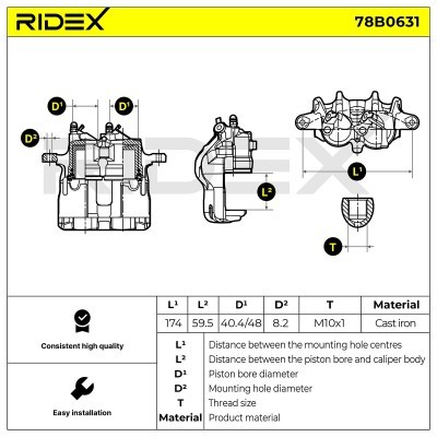 Bremssattel RIDEX 78B0631 78B0631 - foto 5