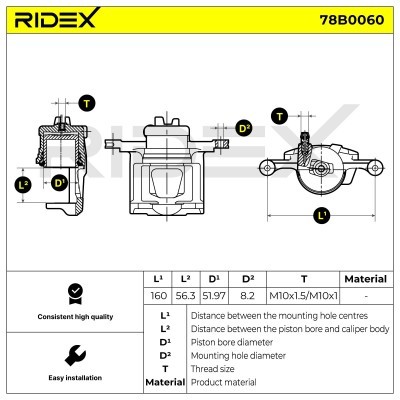 Bremssattel RIDEX 78B0060 78B0060 - foto 2