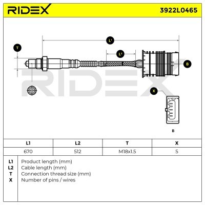 Lambdasonde RIDEX 3922L0465 3922L0465 - foto 6