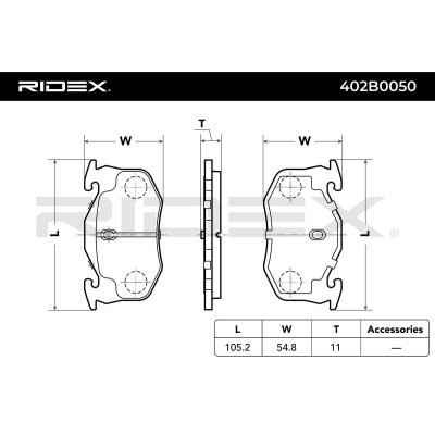 Bremsbeläge Satz RIDEX 402B0050 402B0050 - foto 3
