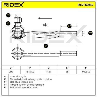 Spurstangenkopf RIDEX 914T0264 914T0264 - foto 6