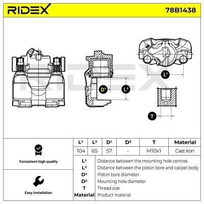 Bremssattel RIDEX 78B1438 78B1438 - foto 3
