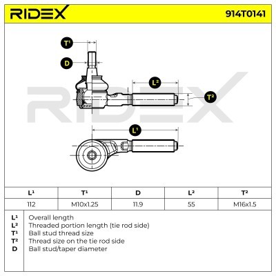 Spurstangenkopf RIDEX 914T0141 914T0141 - foto 5