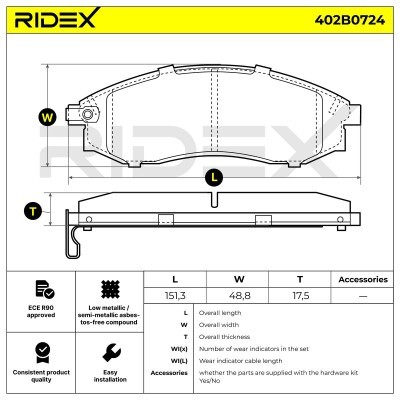 Bremsbeläge Satz RIDEX 402B0724 402B0724 - foto 8