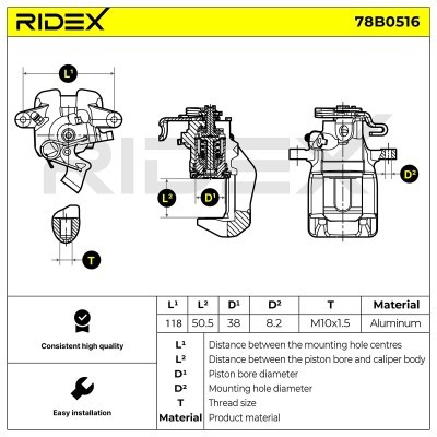 Bremssattel RIDEX 78B0516 78B0516 - foto 7