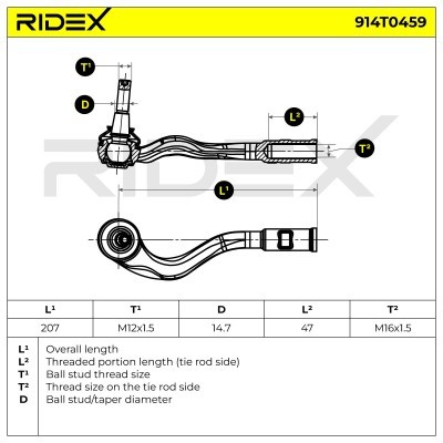 Spurstangenkopf RIDEX 914T0459 914T0459 - foto 5