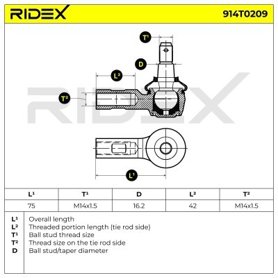 Spurstangenkopf RIDEX 914T0209 914T0209 - foto 5