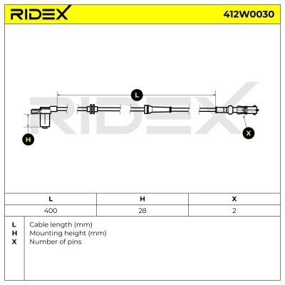 ABS Sensor RIDEX 412W0030 412W0030 - foto 3