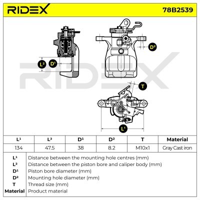 Bremssattel RIDEX 78B2539 78B2539 - foto 7