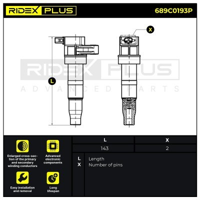 Zündspule RIDEX 689C0193P 689C0193P - foto 2