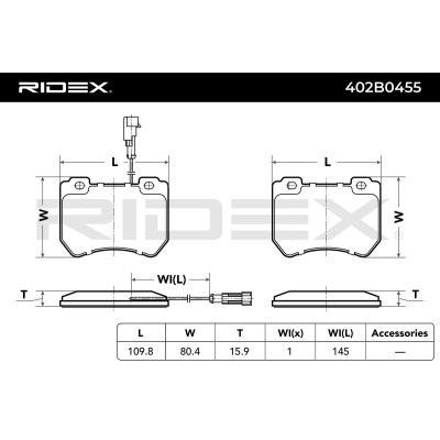 Bremsbeläge Satz RIDEX 402B0455 402B0455 - foto 4