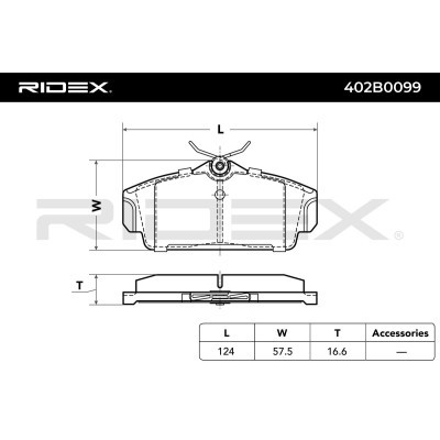 Bremsbeläge Satz RIDEX 402B0099 402B0099 - foto 3