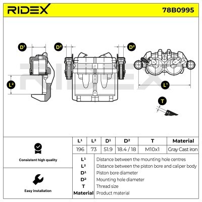 Bremssattel RIDEX 78B0995 78B0995 - foto 6