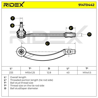 Spurstangenkopf RIDEX 914T0442 914T0442 - foto 7
