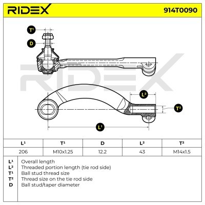 Spurstangenkopf RIDEX 914T0090 914T0090 - foto 4
