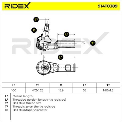Spurstangenkopf RIDEX 914T0389 914T0389 - foto 5