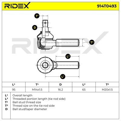 Spurstangenkopf RIDEX 914T0493 914T0493 - foto 4
