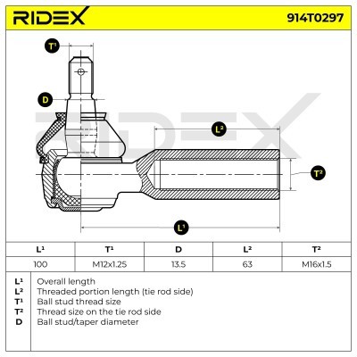 Spurstangenkopf RIDEX 914T0297 914T0297 - foto 5