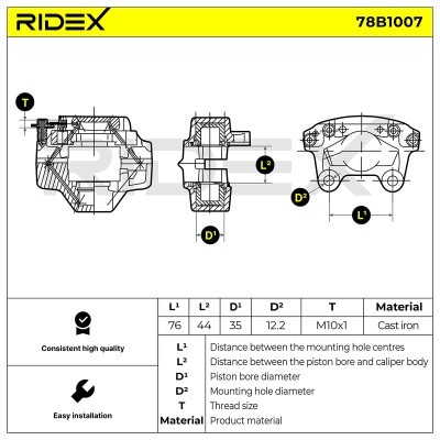 Bremssattel RIDEX 78B1007 78B1007 - foto 6