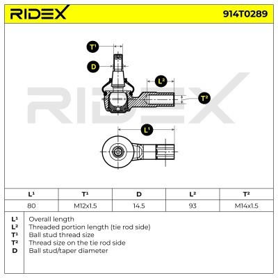 Spurstangenkopf RIDEX 914T0289 914T0289 - foto 7