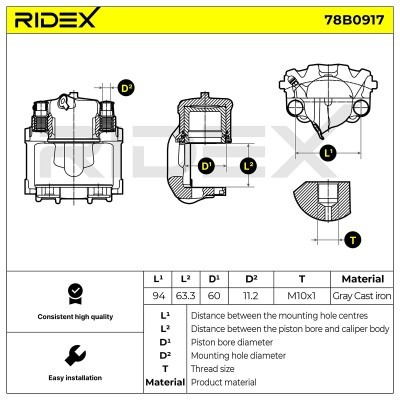 Bremssattel RIDEX 78B0917 78B0917 - foto 3