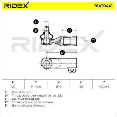 Spurstangenkopf RIDEX 914T0441 914T0441 - foto 6