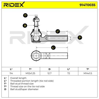 Spurstangenkopf RIDEX 914T0035 914T0035 - foto 6